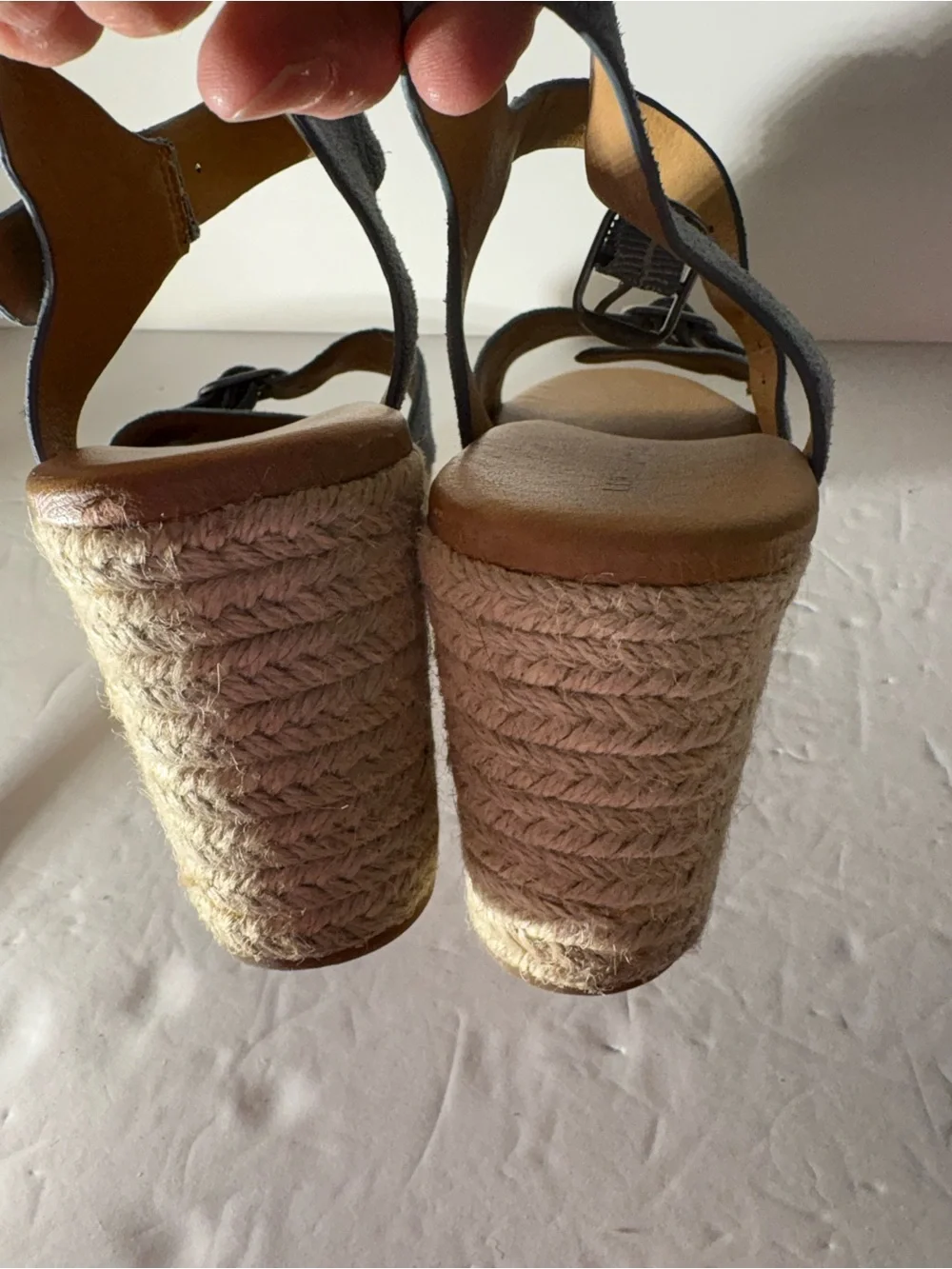 😍 Light Blue Suede Wedge Sandals - Women's